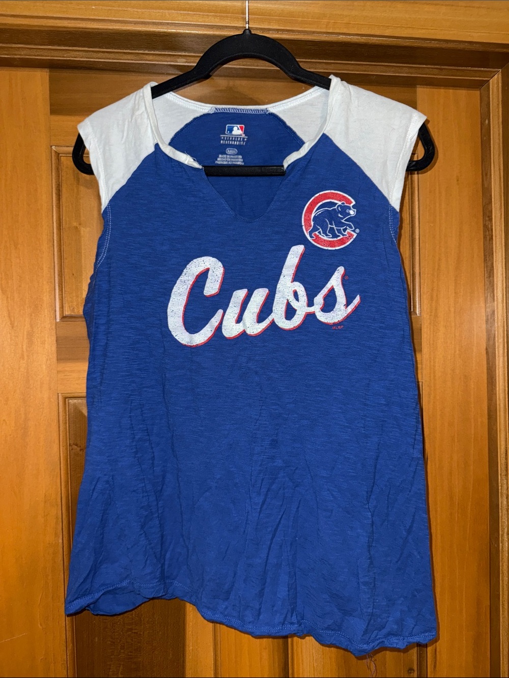 Chicago Cubs Women's Blue and White Sleeveless Tank Top